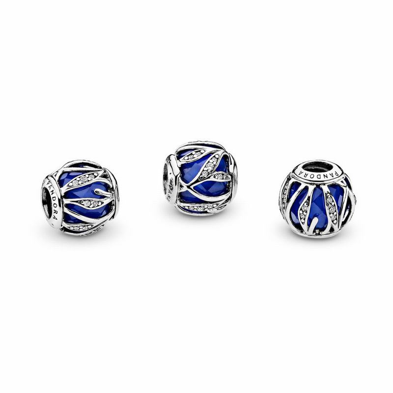 Pandora Nature's Radiance Charm Ireland - Sterling Silver/Blue/Mixed Stones/Cubic Zirconia - 910543G